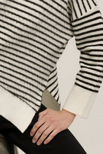 Load image into Gallery viewer, B+W Striped Asymmetric Sweater
