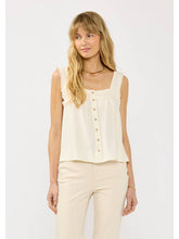 Load image into Gallery viewer, Lovestitch Cream Button Linen Tank
