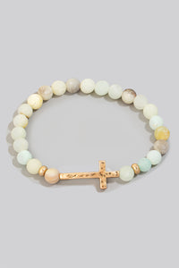 Amazonite Stone Cross Bracelet