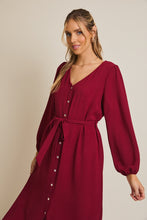 Load image into Gallery viewer, Burgundy Button Up Midi Dress
