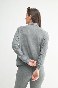 Grey Brushed Cowlneck Top