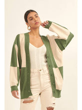 Load image into Gallery viewer, Green + Cream Checked Cardigan
