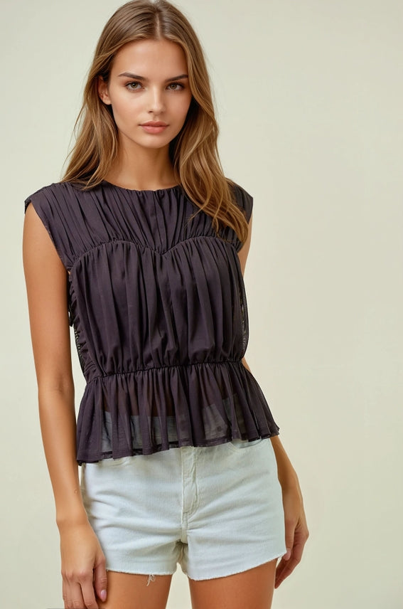 Chocolate Peplum Top