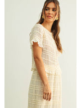 Load image into Gallery viewer, Miou Muse Cream Chiffon Ruched Button Top
