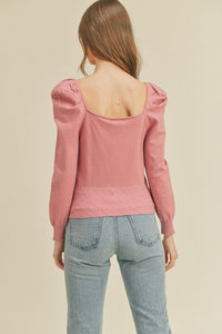 Rose Puff Sleeve Sweater