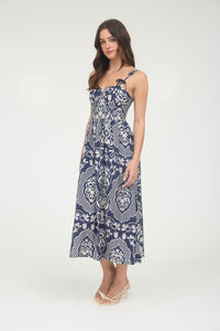 Navy Damask Dress