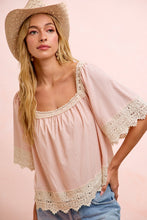 Load image into Gallery viewer, Bibi Pink Gingham Lace Top
