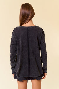 Black V-Neck Thumbhole Top