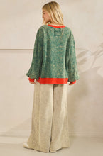 Load image into Gallery viewer, Green Washed Plaid Bow Top - Plus
