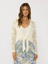 Load image into Gallery viewer, Lovestitch Ivory Tie Front Crochet Cardi
