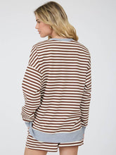Load image into Gallery viewer, Brown + Grey Stripe Top
