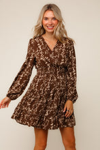 Load image into Gallery viewer, Mocha Floral Smock Waist Dress
