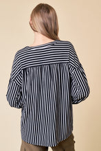 Load image into Gallery viewer, Black Stripe V-Neck Top

