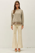 Load image into Gallery viewer, Taupe Layered Plaid Sweater
