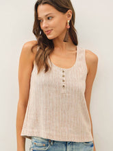 Load image into Gallery viewer, Almond Linen Stripe Tank
