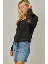 Load image into Gallery viewer, Mystree Black Crochet Hoodie
