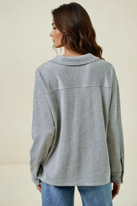 Textured Grey Pocket Top