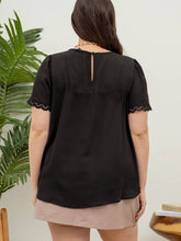 Load image into Gallery viewer, Black Lace Trim Pintuck Front Top - Plus
