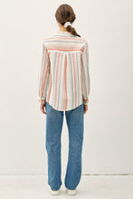 Load image into Gallery viewer, Papaya Stripe Button Up Top
