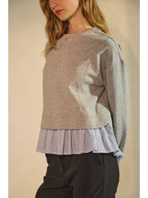Load image into Gallery viewer, Grey Layered Stripe Sweatshirt - Plus
