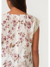 Load image into Gallery viewer, Lovestitch Ivory + Pink Floral Lace Trim Top
