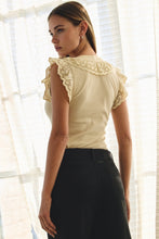 Load image into Gallery viewer, Black Eyelet Trim Fitted Top

