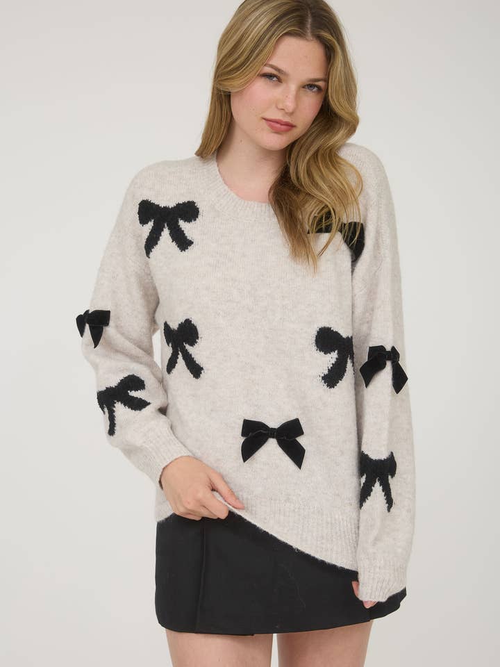 Oatmeal Bow Sweater