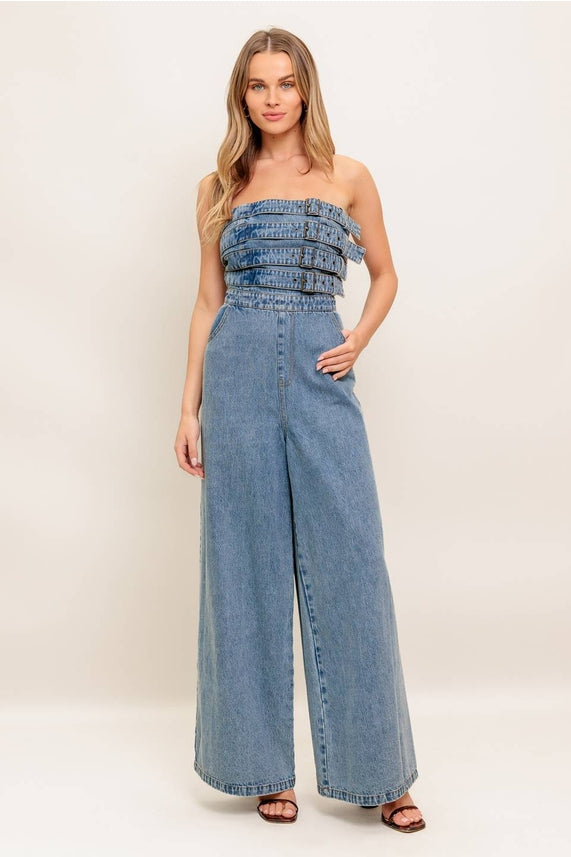 Denim Buckle Jumpsuit