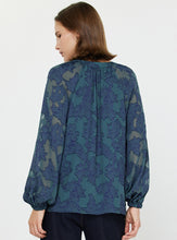 Load image into Gallery viewer, Navy + Teal Jacquard Top
