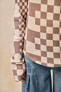 Bibi Ivory + Mocha Check Thermal Top