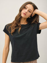 Load image into Gallery viewer, Be Cool Black Cotton Slub Tee
