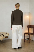 Load image into Gallery viewer, Olive Mixed Leather Drape Jacket
