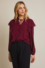 Load image into Gallery viewer, Burgundy Lace Notched Top

