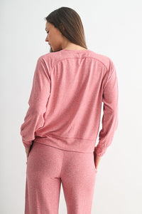 Mono B Garnet Red Brushed Hacci Top