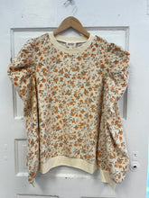 Load image into Gallery viewer, Oatmeal + Orange Floral Corduroy Top
