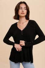 Load image into Gallery viewer, Black Henley Top
