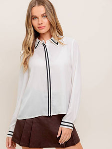 White + Black Trimmed Top