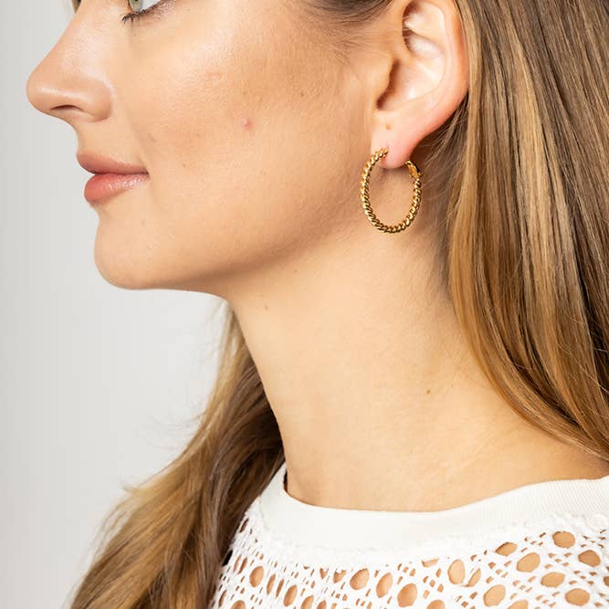 Twisted Gold Hoops 3cm