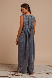 Pintuck Denim Jumpsuit