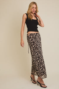 Leopard Flare Hem Tie Skirt