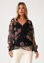 Load image into Gallery viewer, Black Rose Chiffon Top
