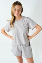 Load image into Gallery viewer, Mono B Taupe Stripe Boardwalk Shorts
