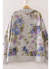 Load image into Gallery viewer, Grey + Violet Floral Sweatshirt
