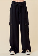 Load image into Gallery viewer, Black Cargo Tie Waist Pants
