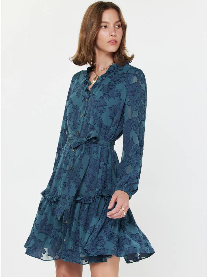 Blue + Teal Jacquard Dress
