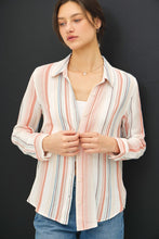 Load image into Gallery viewer, Papaya Stripe Button Up Top

