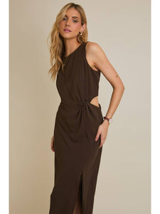 Coffee Cutout Twisted Dress