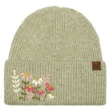 Load image into Gallery viewer, CC Embroidered Floral Beanie
