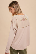Load image into Gallery viewer, Almond Embroidered Floral Thermal Top
