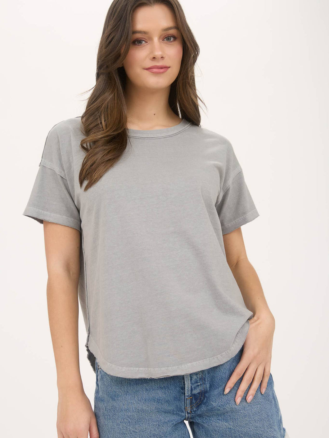 Grey Round Hem Tee